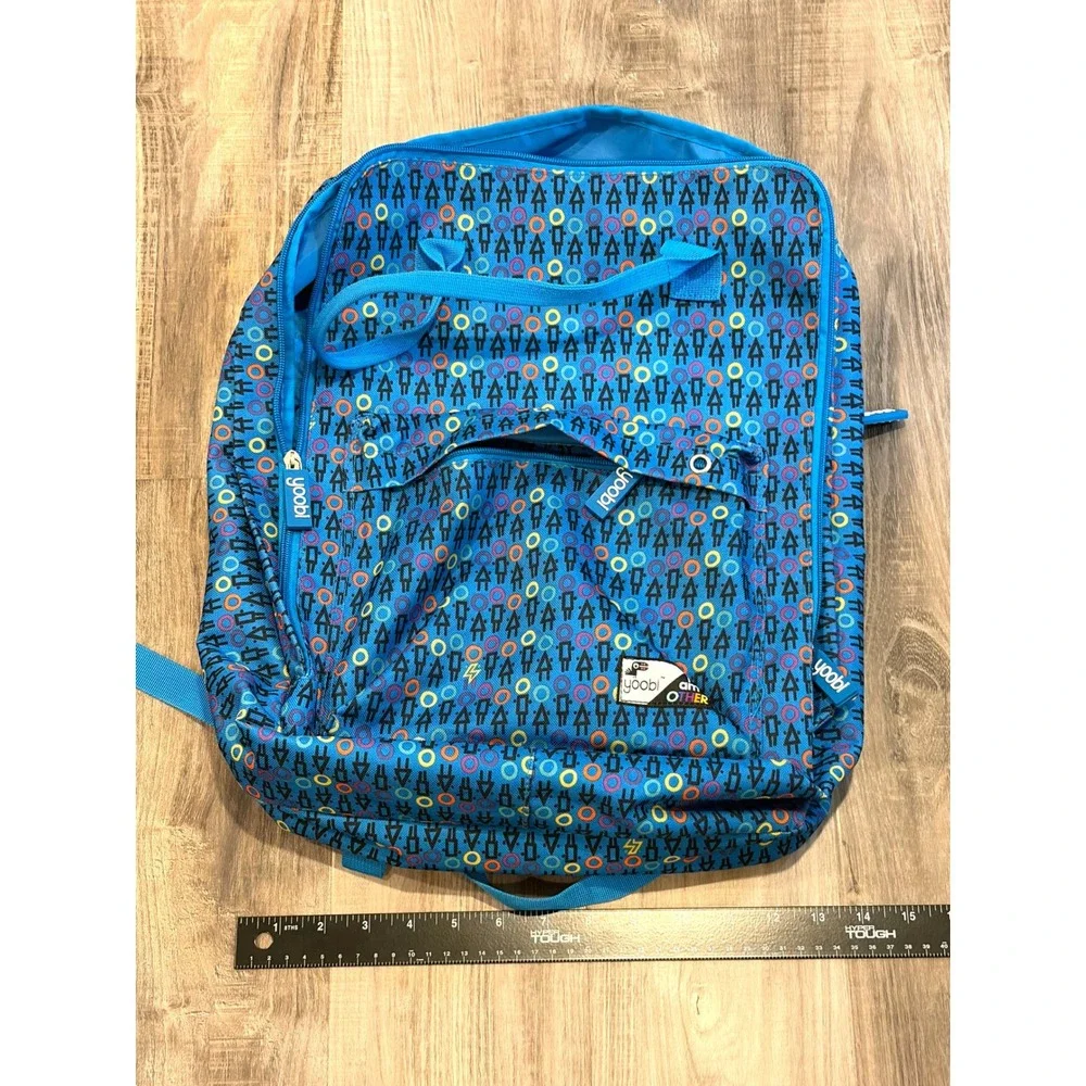Yoobi Pharrell Williams i am OTHER Blue Geometric Laptop Backpack Y2K Streetwear